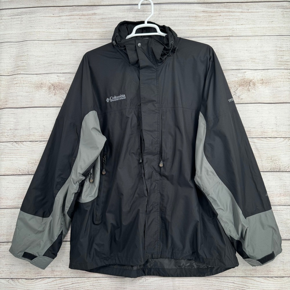 Columbia Titanium Jacket Men XXL Black Grey Omni-Tech Interchange Waterproof